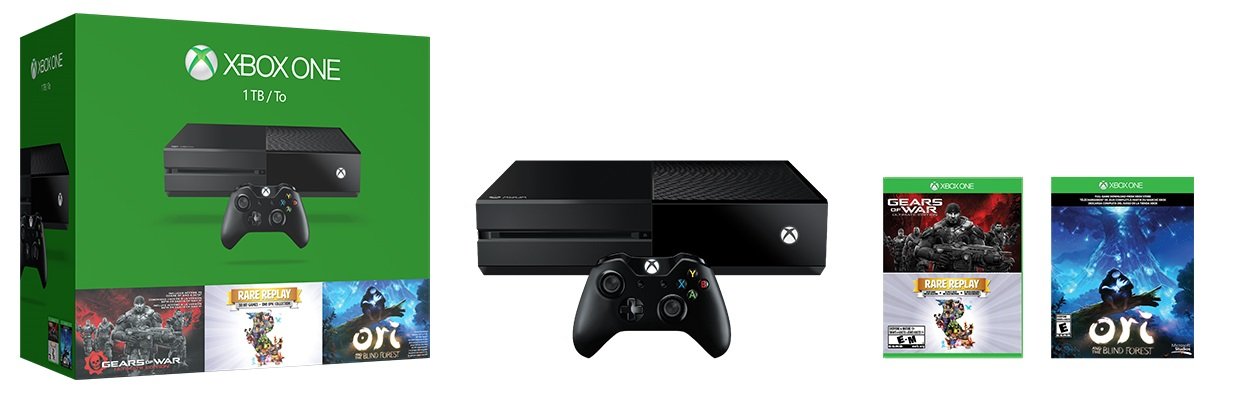 Xbox One 1TB Console - 3 Games Holiday Bundle (Gears of War: Ultimate Edition + Rare Replay + Ori and the Blind Forest)