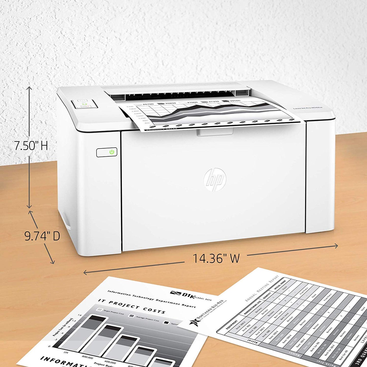 HP LaserJet Pro M102w Wireless Laser Printer, Works with Alexa (G3Q35A). Replaces HP P1102 Laser Printer, White