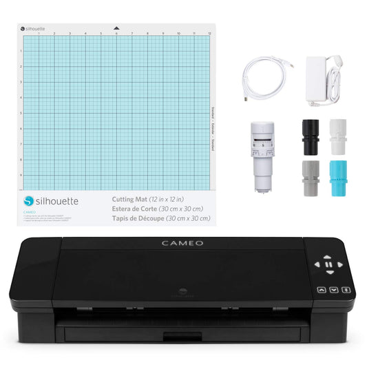 Silhouette Cameo 4 with Bluetooth, 12x12 Cutting mat, AutoBlade 2, 100 Designs and Silhouette Studio Software - Black Edition