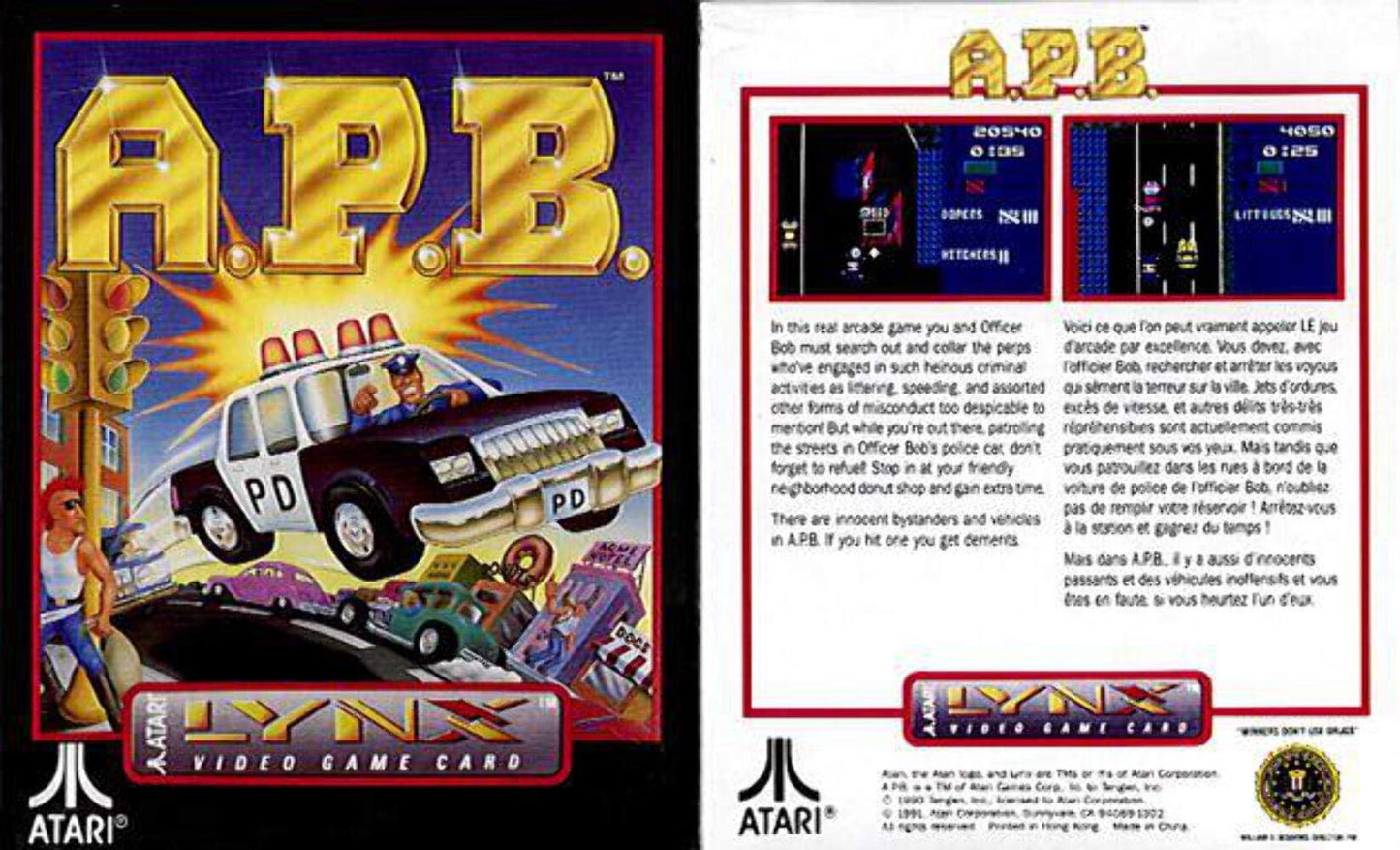 A.P.B. APB Game for Atari Lynx