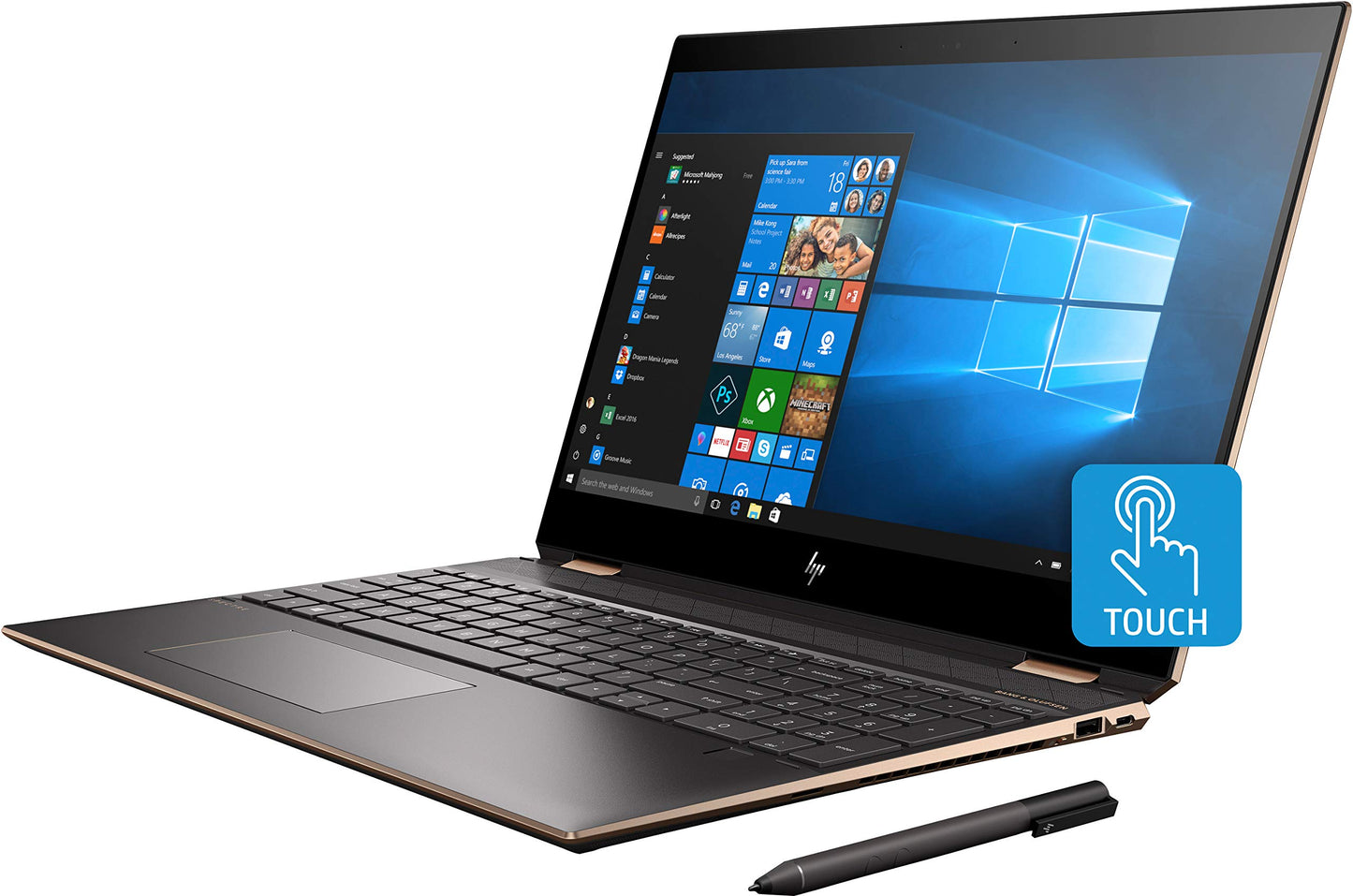 HP Spectre x360 2-in-1 Laptop, 15.6" 4K UHD Touchscreen, Intel Core i7-8565U Processor up to 4.6GHz, 16GB RAM. 256GB SSD, Backlit Keyboard, Wireless-AC, Windows 10 Home