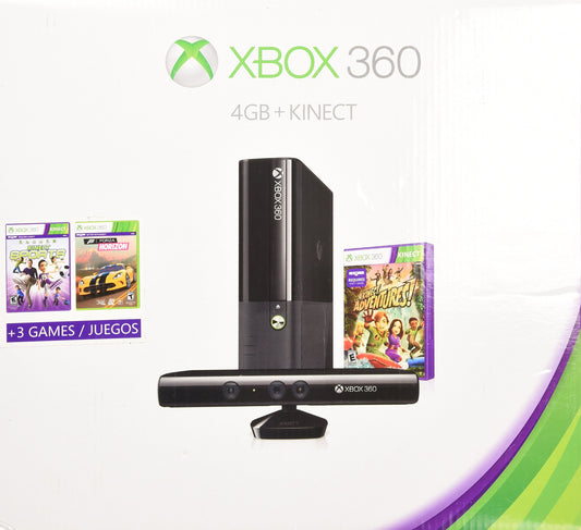 Xbox 360 4gb Kinect Holiday Bundle with 3 Games Forza Horizons, Kinect Sports, and Kinect Adventures