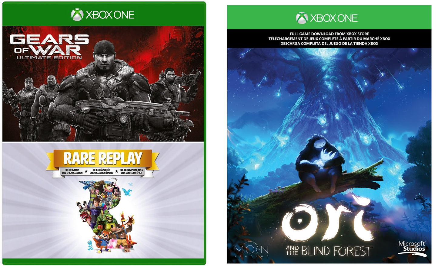 Xbox One 1TB Console - 3 Games Holiday Bundle (Gears of War: Ultimate Edition + Rare Replay + Ori and the Blind Forest)