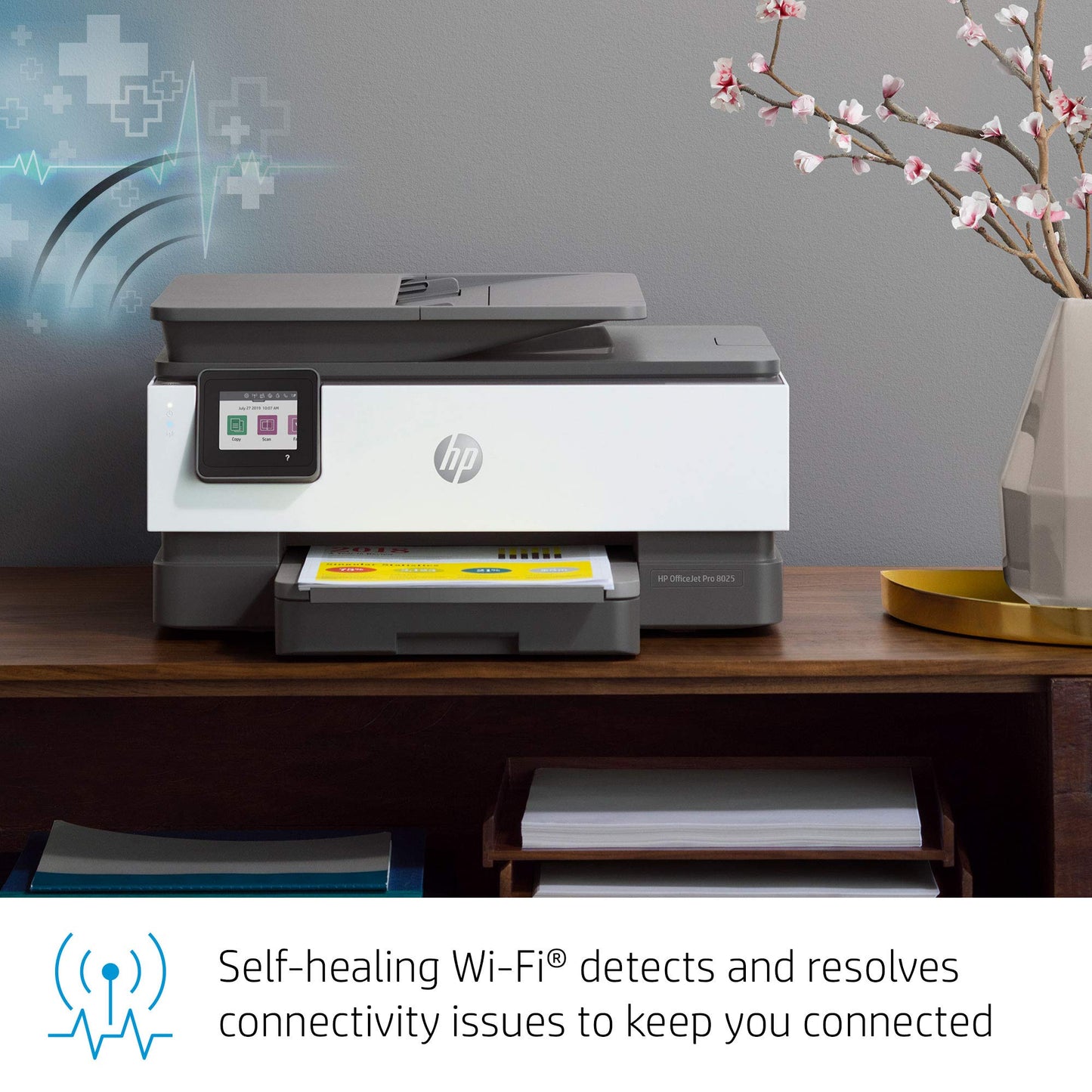 HP OfficeJet Pro 8025 All-in-One Wireless Printer, Smart Home Office Productivity, HP Instant Ink, Works with Alexa (1KR57A)